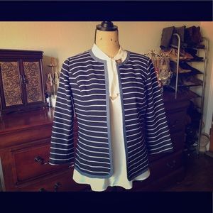 Talbots Navy Striped Blazer